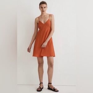 Madewell Layton Spaghetti Strap Mini Slip Dress in Orange